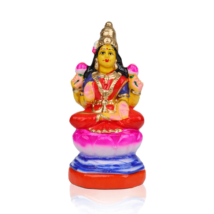 Lakshmi Sitting Clay Golu Bommai - 8 x 4 Inches | Giri Golu Doll/ Navaratri Golu Bomma/Gombe/Bommai