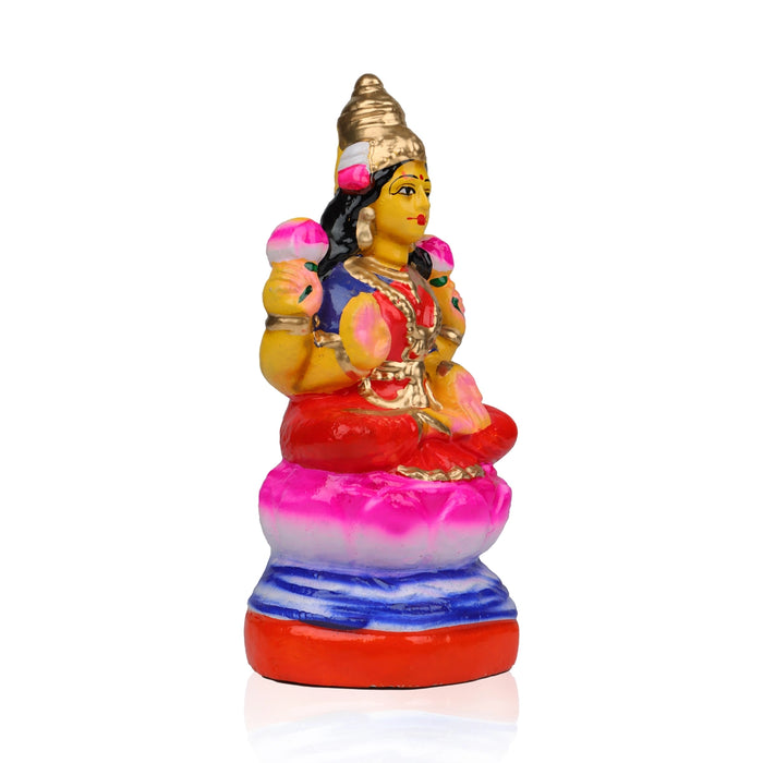 Lakshmi Sitting Clay Golu Bommai - 8 x 4 Inches | Giri Golu Doll/ Navaratri Golu Bomma/Gombe/Bommai