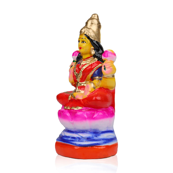 Lakshmi Sitting Clay Golu Bommai - 8 x 4 Inches | Giri Golu Doll/ Navaratri Golu Bomma/Gombe/Bommai