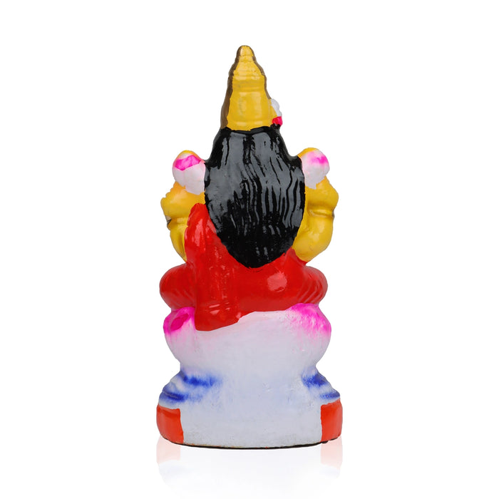 Lakshmi Sitting Clay Golu Bommai - 8 x 4 Inches | Giri Golu Doll/ Navaratri Golu Bomma/Gombe/Bommai