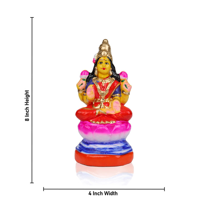 Lakshmi Sitting Clay Golu Bommai - 8 x 4 Inches | Giri Golu Doll/ Navaratri Golu Bomma/Gombe/Bommai