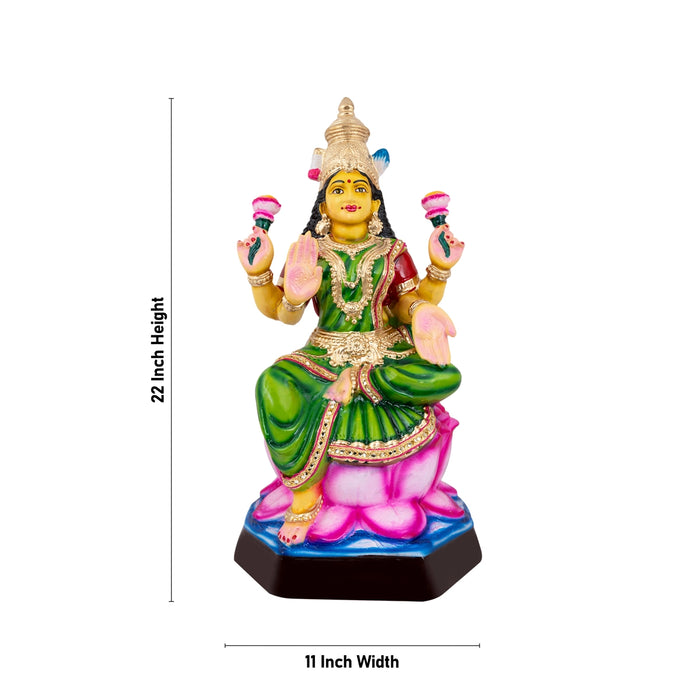 Lakshmi Idol Paper Mache Golu Bommai - 22 X 11 Inches | Navaratri Golu Gombe/ Giri Golu Doll/ Navratri Decor