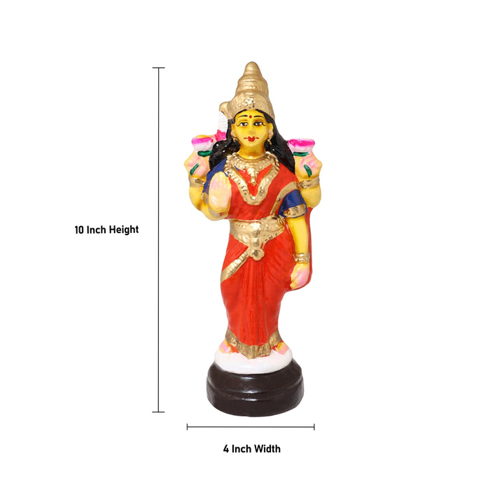 Mahavishnu Lakshmi Clay Golu Bommai Pair - 10 x 4 Inches | Giri Golu Doll/ Navaratri Golu Bomma/Gombe/Bommai