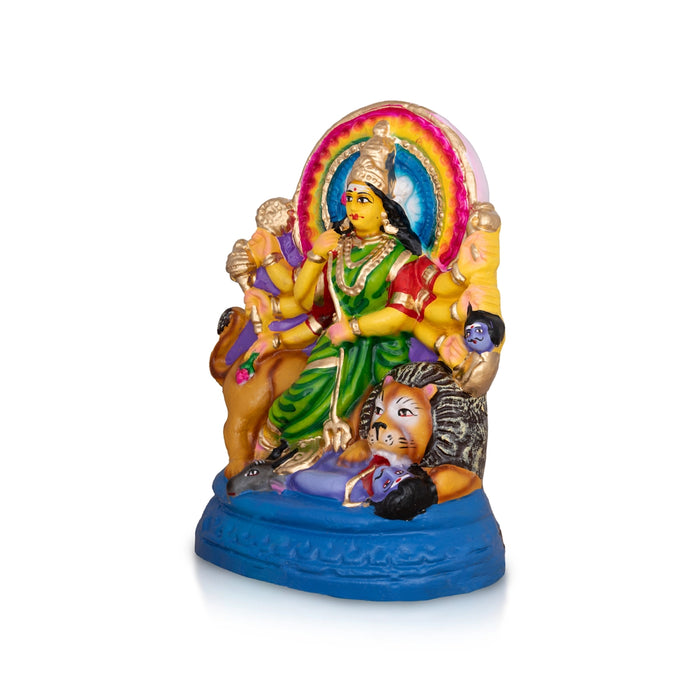 Mahishasuramardini Durga Idol Clay Golu Bommai- 10 X 7.75 Inches | Giri Golu Doll/Navaratri Gombe/Navratri Decor