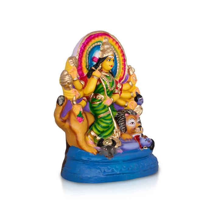 Mahishasuramardini Durga Idol Clay Golu Bommai- 10 X 7.75 Inches | Giri Golu Doll/Navaratri Gombe/Navratri Decor
