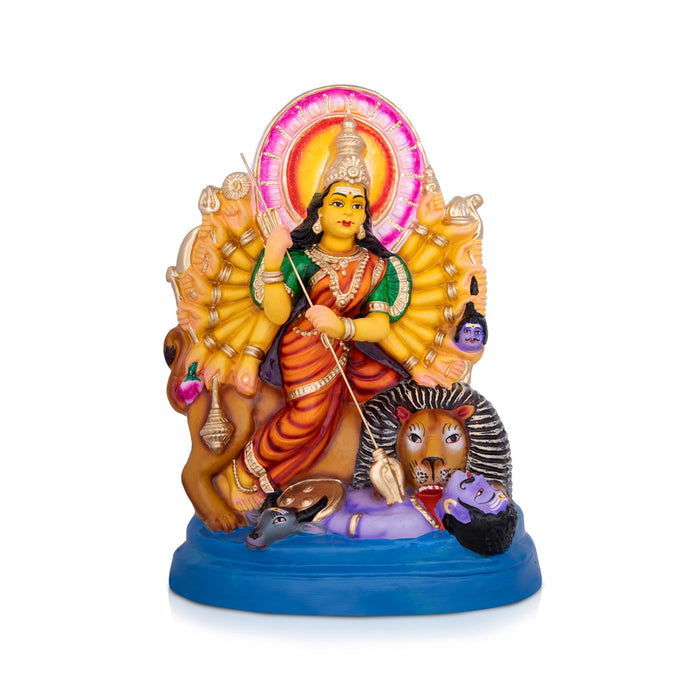 Maa Durga Mahishasura Mardini Paper Mache Golu Bommai - 18 x 11 Inches | Giri Golu Doll/ Navaratri Golu Bomma/Gombe/Bommai