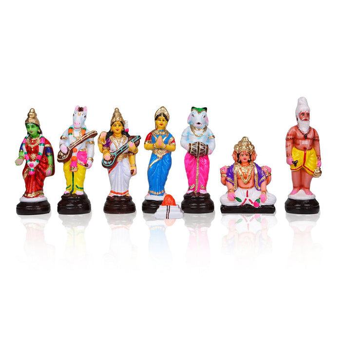 Meenakshi Kalyanam Clay Golu Bommai Set - 9.5 x 4.5 Inches | Giri Golu Doll/ Navaratri Golu Bomma/Gombe/Bommai
