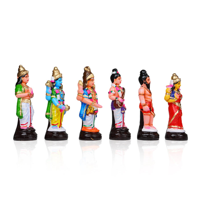 Meenakshi Kalyanam Clay Golu Bommai Set - 9.5 x 4.5 Inches | Giri Golu Doll/ Navaratri Golu Bomma/Gombe/Bommai