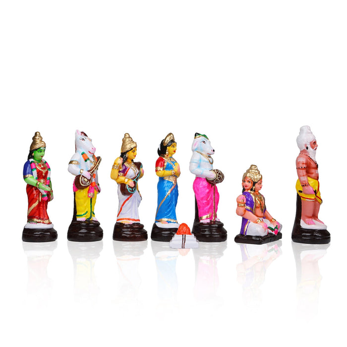 Meenakshi Kalyanam Clay Golu Bommai Set - 9.5 x 4.5 Inches | Giri Golu Doll/ Navaratri Golu Bomma/Gombe/Bommai