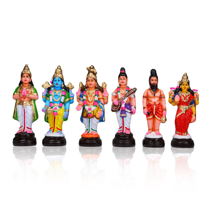 Meenakshi Kalyanam Clay Golu Bommai Set - 9.5 x 4.5 Inches | Giri Golu Doll/ Navaratri Golu Bomma/Gombe/Bommai