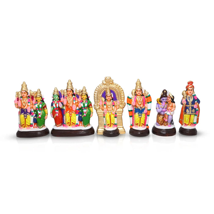 Arupadai Veedu Murugan Clay Golu Bommai Set - 10 x 8 Inches | Giri Golu Doll/ Navaratri Golu Bomma/Gombe/Bommai