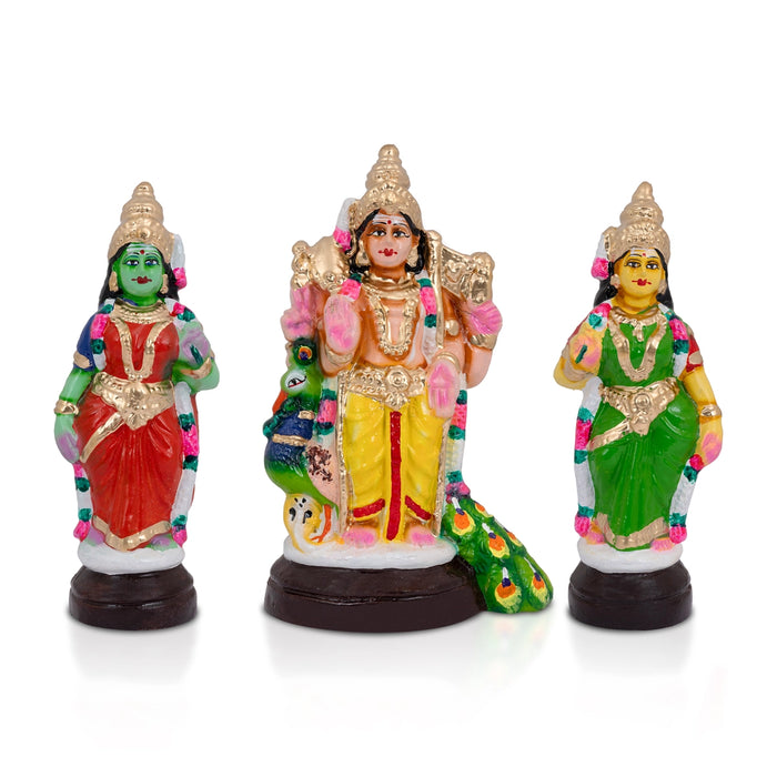 Murugan Valli Deivanai Clay Golu Bommai Set - 10 Inches | Giri Golu Doll/ Navaratri Golu Bomma/Gombe/Bommai