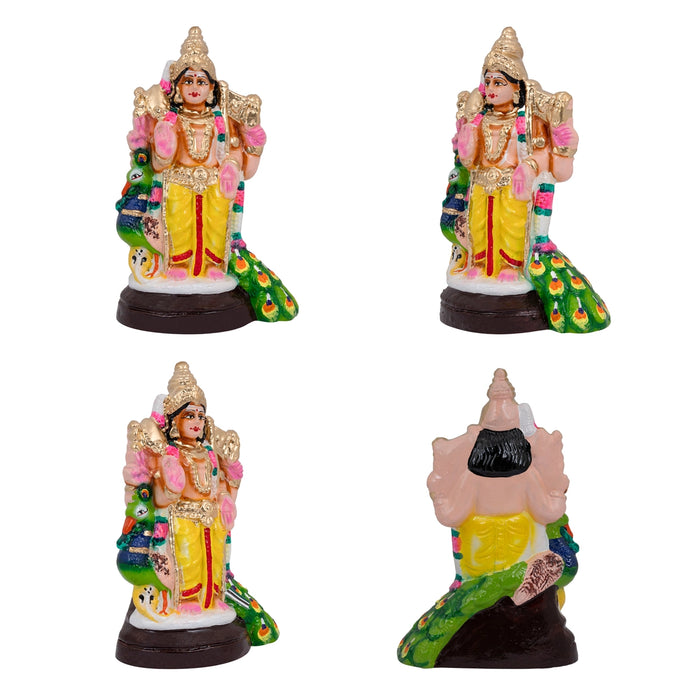Murugan Valli Deivanai Clay Golu Bommai Set - 10 Inches | Giri Golu Doll/ Navaratri Golu Bomma/Gombe/Bommai