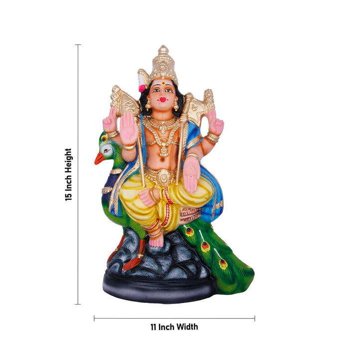 Mayil Murugan Paper Mache Golu Bommai - 15 Inches | Giri Golu Doll/ Navaratri Golu Bomma/Gombe/Bommai