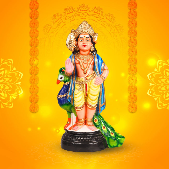 Murugan Statue Paper Mache Golu Bommai - 15 Inches | Navaratri Golu Gombe/ Giri Golu Doll/ Navratri Decoration