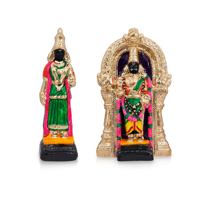 Parthasarathy Perumal Thayar Clay Golu Bommai Pair - 12 X 7 Inches | Navaratri Golu Gombe/ Giri Golu Doll