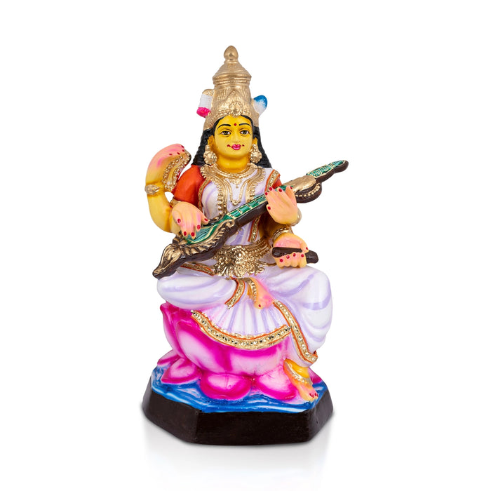 Saraswati Murti Paper Mache Golu Bommai - 20 X 11 Inches | Giri Golu Doll/ Navaratri Gombe/ Navratri Decor