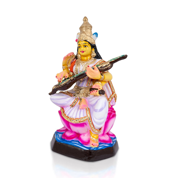 Saraswati Murti Paper Mache Golu Bommai - 20 X 11 Inches | Giri Golu Doll/ Navaratri Gombe/ Navratri Decor
