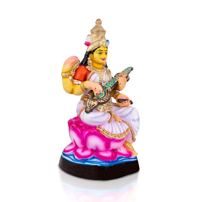 Saraswati Murti Paper Mache Golu Bommai - 20 X 11 Inches | Giri Golu Doll/ Navaratri Gombe/ Navratri Decor
