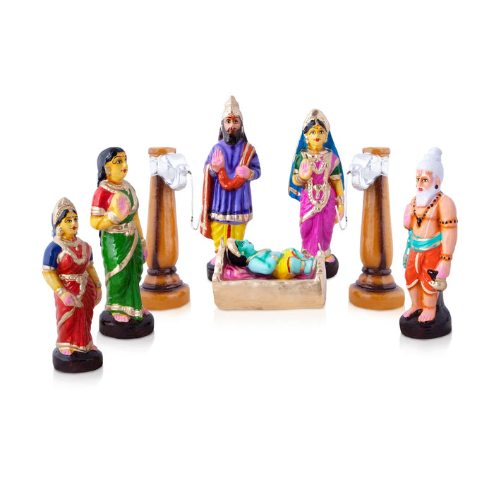 Rama Jananam Clay Golu Bommai Set - 7 x 8.5 Inches | Giri Golu Doll/ Navaratri Golu Bomma/Gombe/Bommai