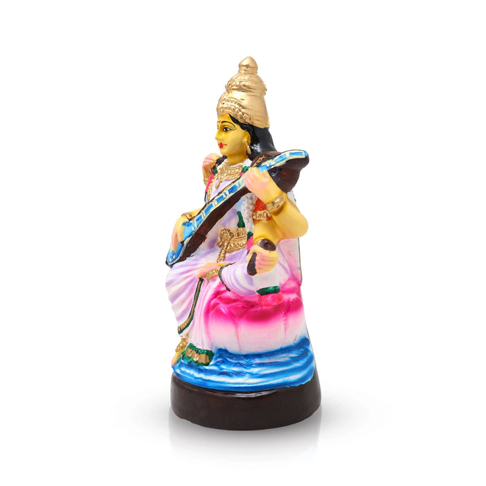 Saraswati Murti Paper Mache Golu Bommai- 11 X 5.75 Inches | Navaratri Golu Gombe/Giri Golu Doll/Navratri Decor