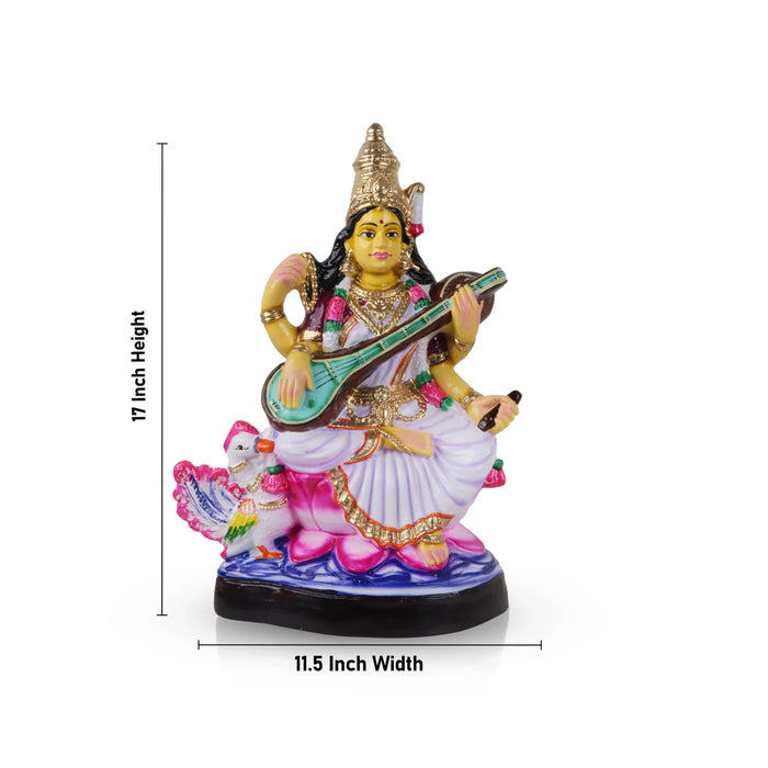 Saraswati Paper Mache Golu Bommai - 17 Inches | Giri Golu Doll/ Navaratri Golu Bomma/Gombe/Bommai