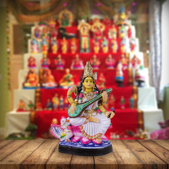 Saraswati Paper Mache Golu Bommai - 17 Inches | Giri Golu Doll/ Navaratri Golu Bomma/Gombe/Bommai