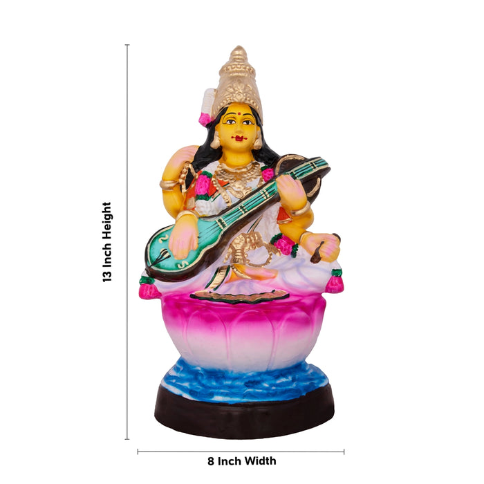 Saraswathi Paper Mache Golu Bommai - 13 x 8 Inches | Giri Golu Doll/ Navaratri Golu Bomma/Gombe/Bommai