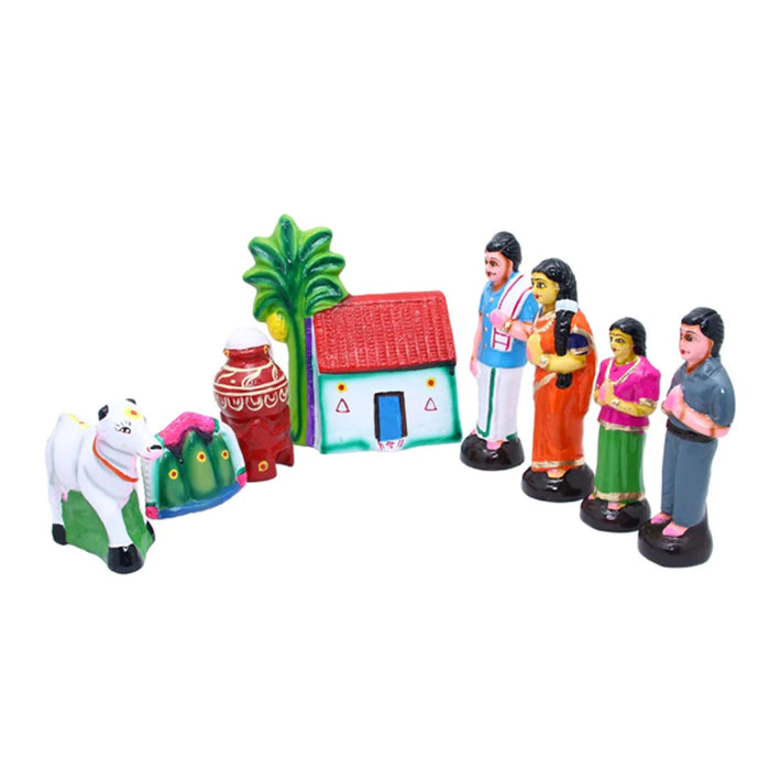 Pongal Paper Mache Golu Bommai Set - 9 Inches | Giri Golu Doll/ Navaratri Golu Bomma/Gombe/Bommai