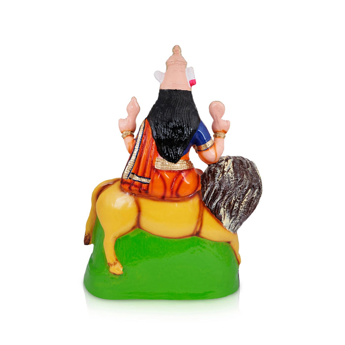 Simhavahini Durga Murti Paper Mache Golu Bommai- 24 X 17 Inches | Giri Golu Doll/Navaratri Gombe/Navratri Decor