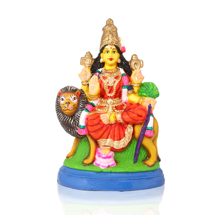 Simhavahini Durga Clay Golu Bommai - 13 x 10 Inches | Giri Golu Doll/ Navaratri Golu Bomma/Gombe/Bommai