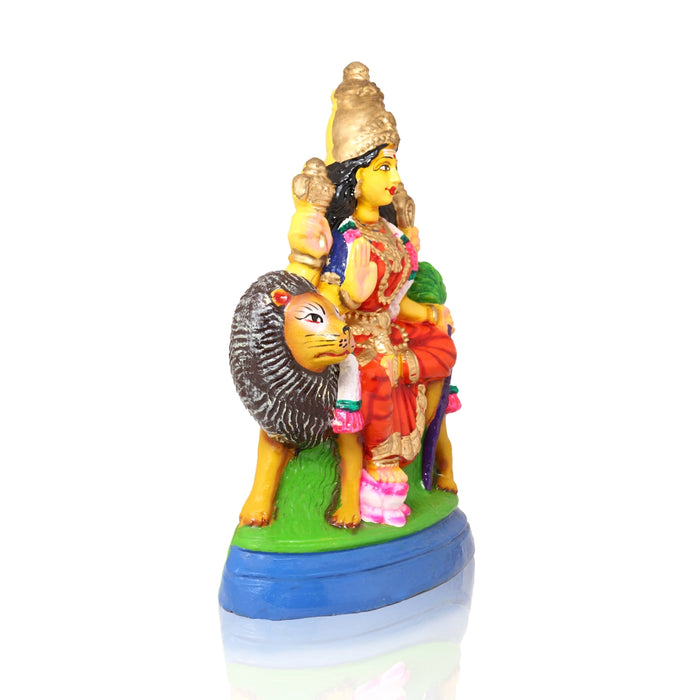 Simhavahini Durga Clay Golu Bommai - 13 x 10 Inches | Giri Golu Doll/ Navaratri Golu Bomma/Gombe/Bommai