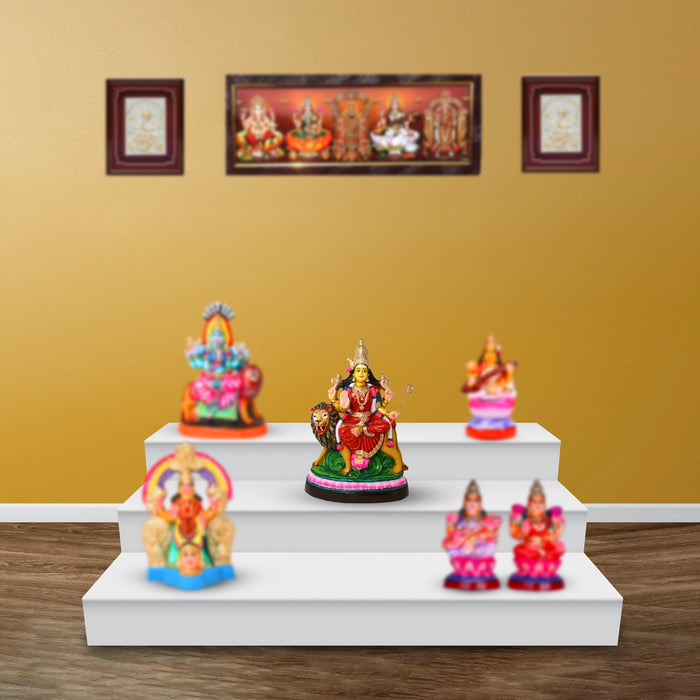 Simhavahini Durga Idol Paper Mache Golu Bommai- 20 X 14 Inches | Giri Golu Doll/ Navaratri Gombe/Navratri Decor