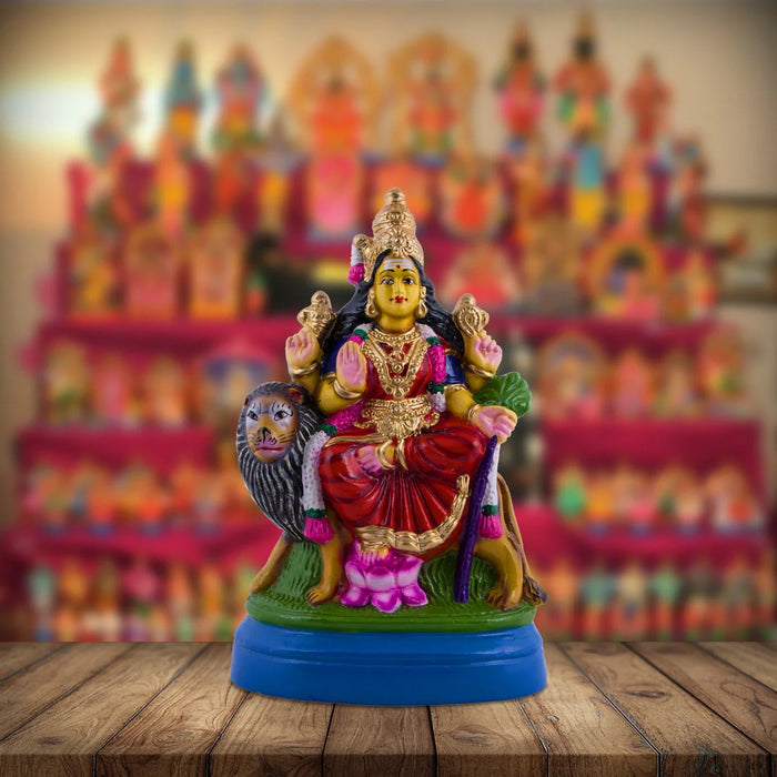 Simhavahini Durga Paper Mache Golu Bommai - 12 Inches | Giri Golu Doll/ Navaratri Golu Bomma/Gombe/Bommai