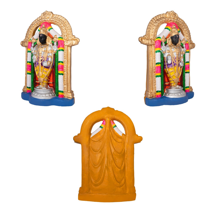 Uppiliyappan Clay Golu Bommai - 16 x 11.5 Inches | 3 Pcs/ Giri Golu Doll/ Navaratri Golu Bomma/ Dasara Doll