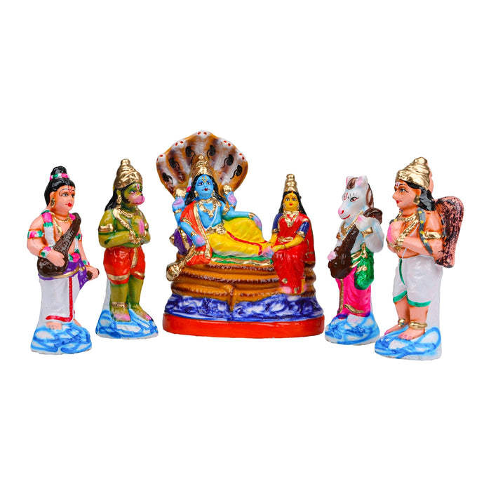 Vaikuntam Clay Golu Bommai Set - 9 x 7 Inches | 5 Pcs/ Giri Golu Doll/ Navaratri Golu Bomma/ Gombe
