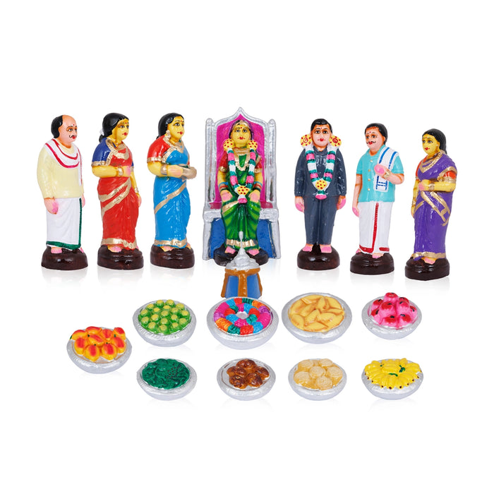 Valaikappu Clay Golu Bommai Set - 8 X 3.75 Inches | Giri Golu Doll/ Seemantham Navaratri Gombe/ Navratri Decor
