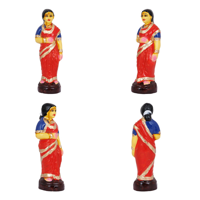 Valaikappu Clay Golu Bommai Set - 8 X 3.75 Inches | Giri Golu Doll/ Seemantham Navaratri Gombe/ Navratri Decor