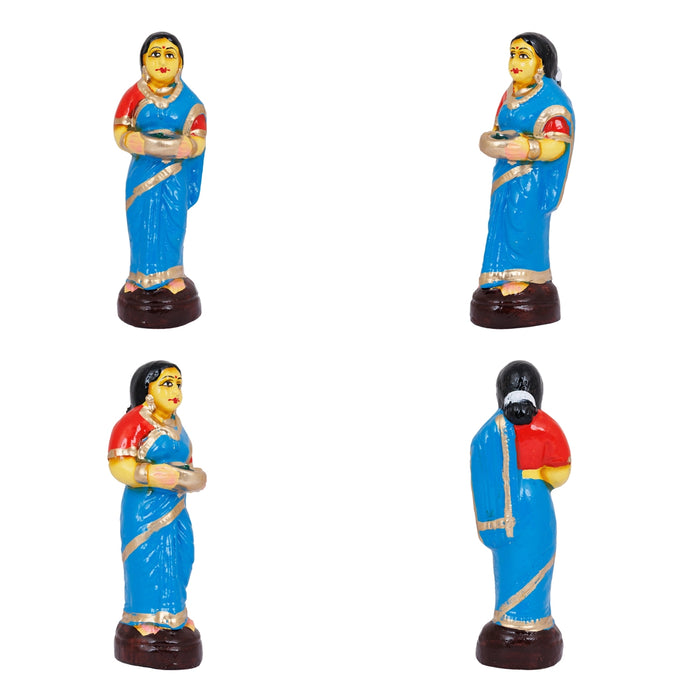 Valaikappu Clay Golu Bommai Set - 8 X 3.75 Inches | Giri Golu Doll/ Seemantham Navaratri Gombe/ Navratri Decor