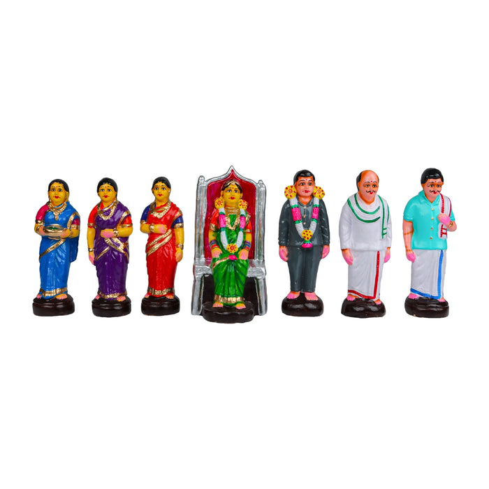 Valaikappu Clay Golu Bommai Set - 8 x 4 Inches | 17 Pcs/ Giri Golu Doll/ Navaratri Golu Bomma/ Bommai