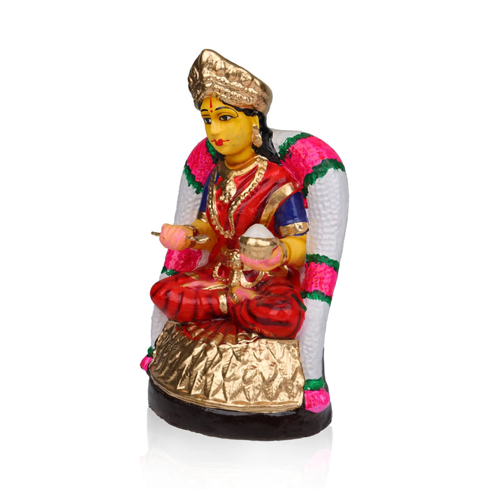 Annapurna Devi Clay Golu Bommai - 12 X 6 Inches | Navaratri Golu Gombe/ Giri Golu Doll/ Navratri Decor