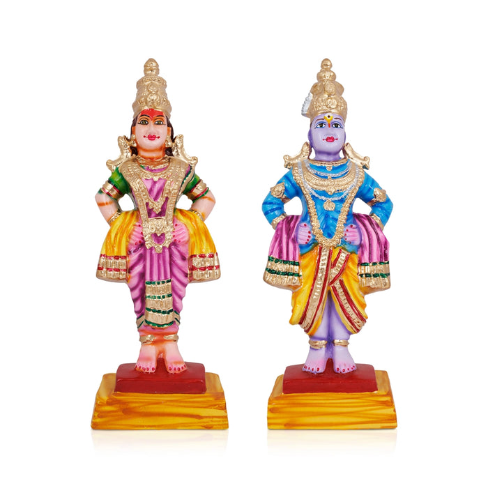 Vitthal Rukmini Murti Paper Mache Golu Bommai Pair- 14 X 5 Inches | Giri Golu Doll/Navaratri Gombe/Navratri Décor