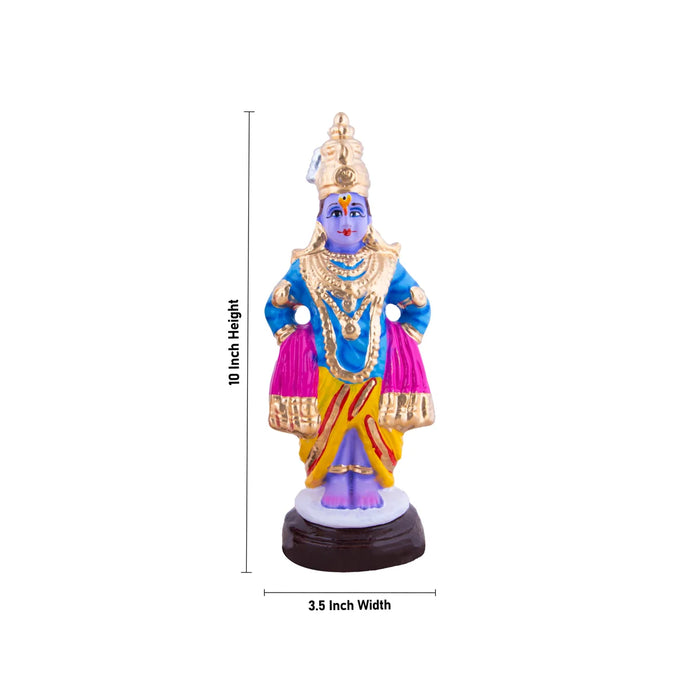 Vitthal Rukmini Clay Golu Bommai Pair - 10 x 3.5 Inches | Giri Golu Doll/ Navaratri Golu Bomma/Gombe/Bommai