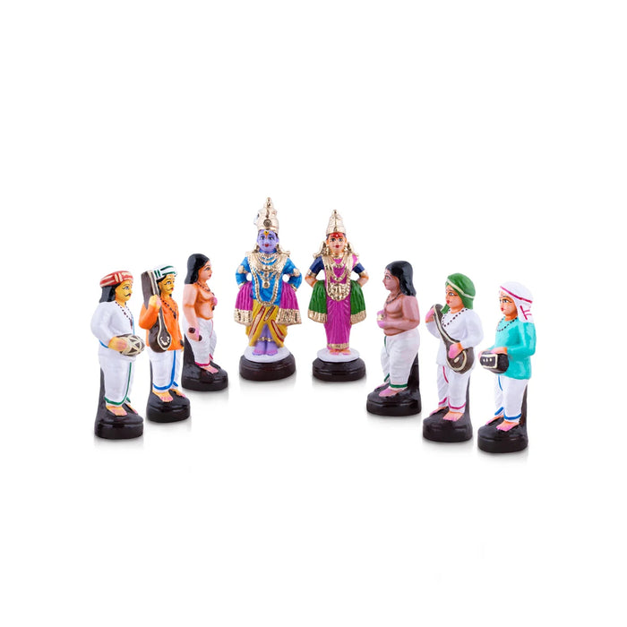 Vitthal Pandurangan Bhajan Clay Golu Bommai Set - 9.5 x 3.5 Inches | Giri Golu Doll/ Navaratri Golu Bomma/Gombe