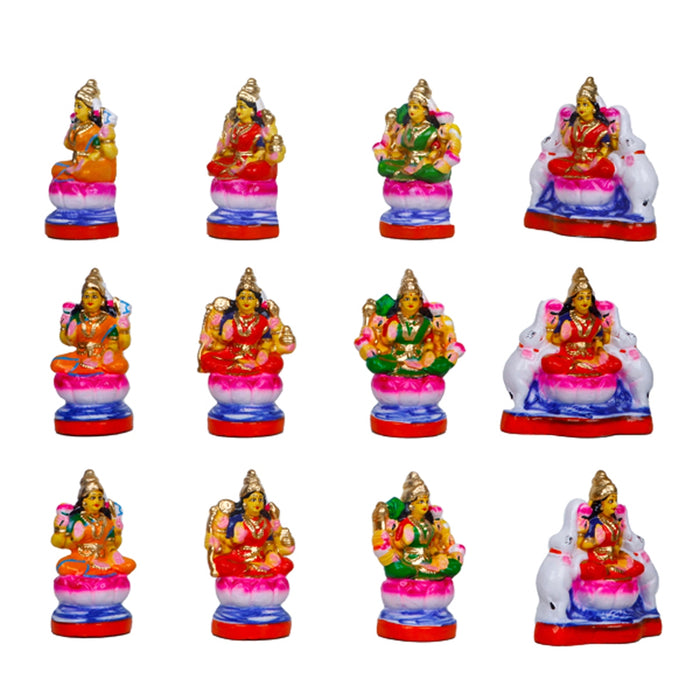 Ashtalakshmi Clay Golu Bommai Set - 6 Inches | Giri Golu Doll/ Navaratri Golu Bomma/Gombe/Bommai