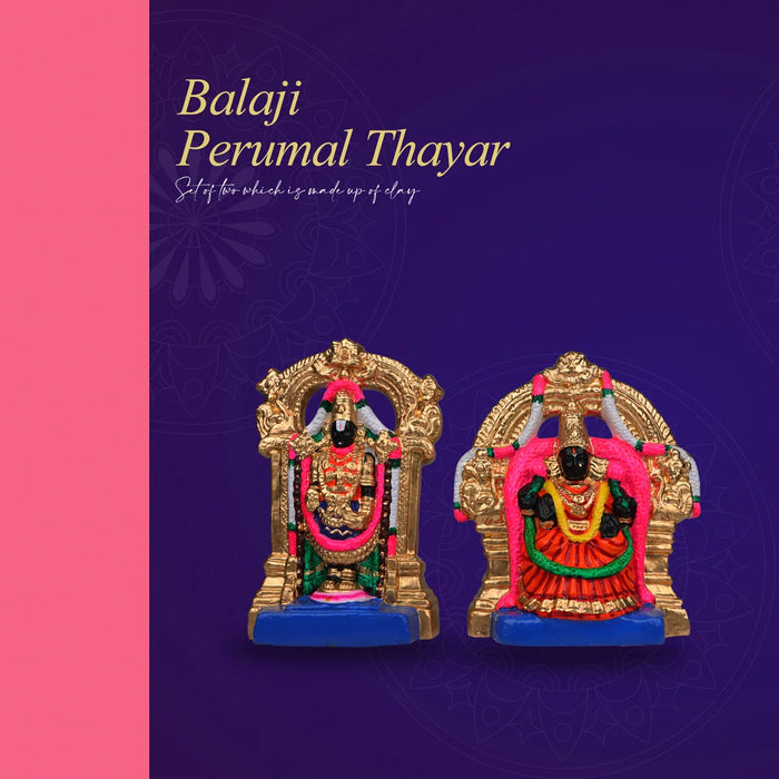 Perumal Thayar Clay Golu Bommai Pair - 10 Inches | Giri Golu Doll/ Navaratri Golu Bomma/Gombe/Bommai