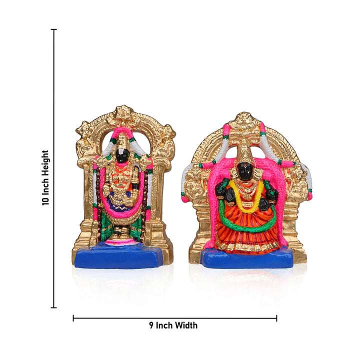 Perumal Thayar Clay Golu Bommai Pair - 10 Inches | Giri Golu Doll/ Navaratri Golu Bomma/Gombe/Bommai