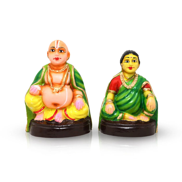 Thatha Paati Clay Golu Bommai Pair - 10 Inches | Giri Golu Doll/ Navaratri Golu Bomma/Gombe/Bommai