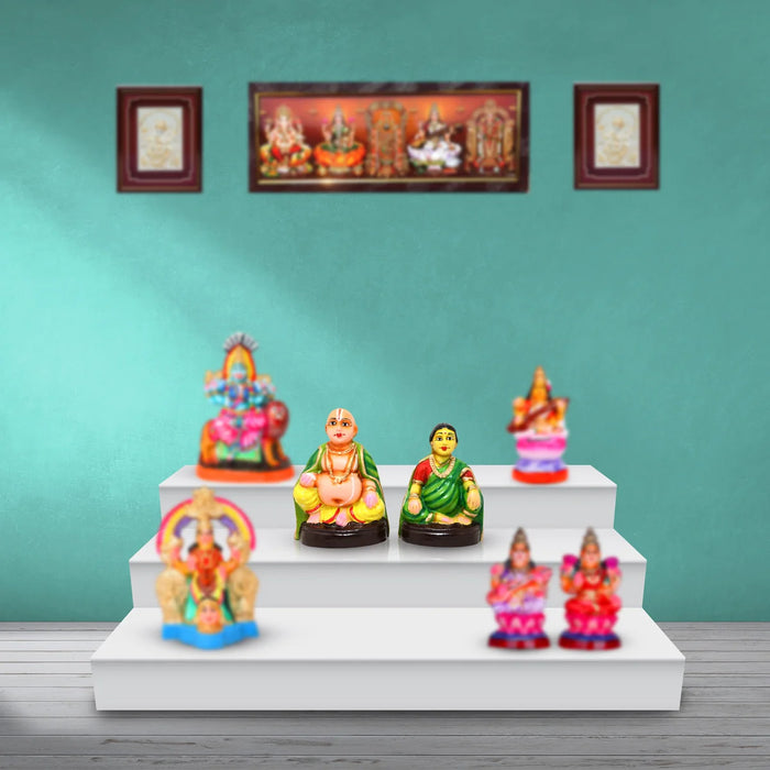 Thatha Paati Clay Golu Bommai Pair - 10 Inches | Giri Golu Doll/ Navaratri Golu Bomma/Gombe/Bommai