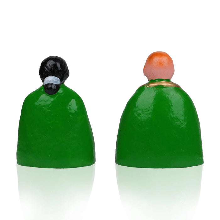 Chettiyar Chettichi Clay Golu Bommai Pair - 6 x 4 Inches | Giri Golu Doll/ Navaratri Golu Bomma/ Gombe